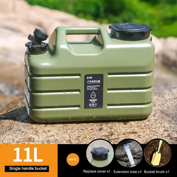 11-Liter Camping-Wasserbehälter aus lebensmittelechtem PE, militärgrün