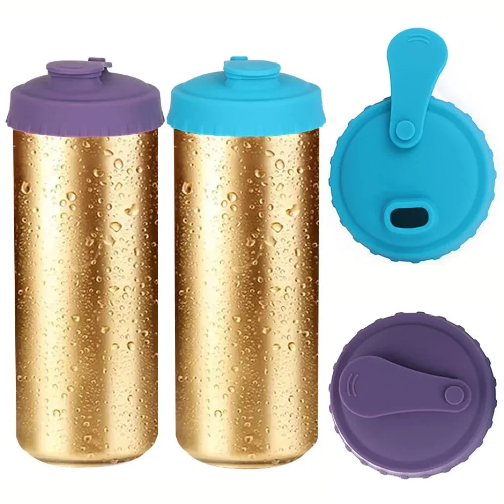 1PC Cup Lid Silicone Soda Can Lid Reusable Can Stopper for Soda Beer Drinks Juice Coke Beverage Fits Standard Cans Protector