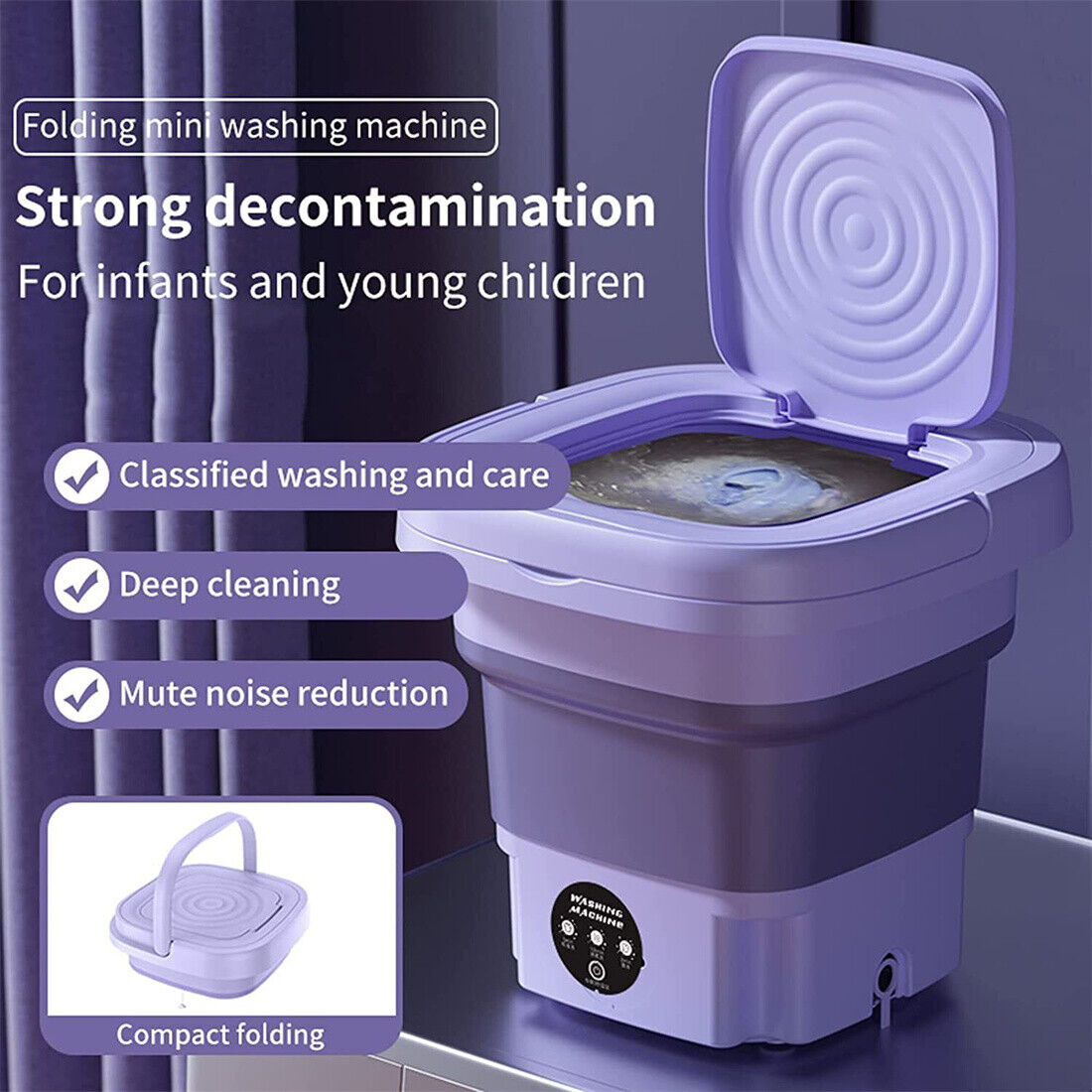 8-Liter Mini-Waschmaschine faltbar mit integriertem Trockner