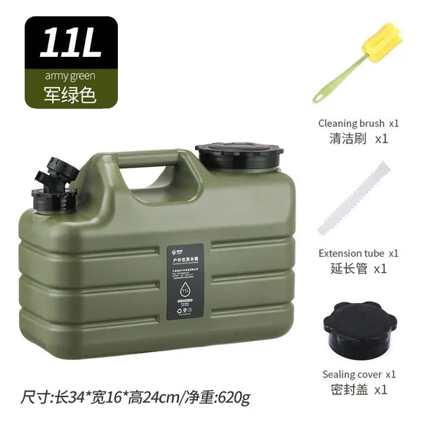 11-Liter Camping-Wasserbehälter aus lebensmittelechtem PE, militärgrün