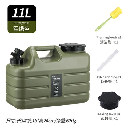 11-Liter Camping-Wasserbehälter aus lebensmittelechtem PE, militärgrün