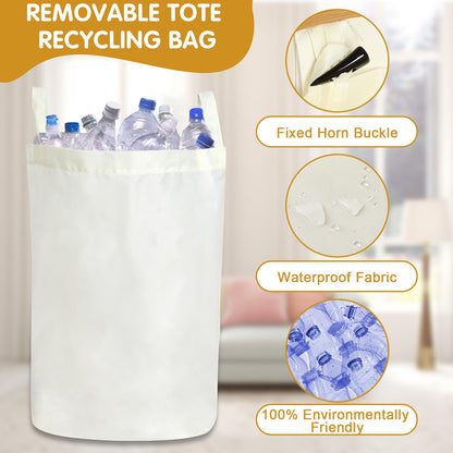 Recycling Container with Lid Deposit Bottle Storage Room Large Capacity, Beige