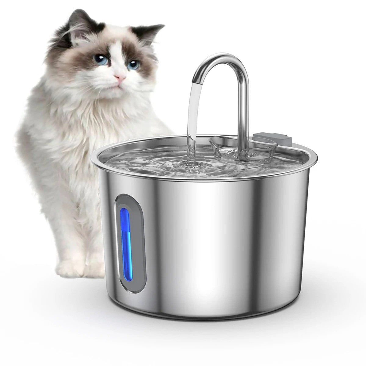 2,2 L Edelstahl-Katzenbrunnen – ultraleiser Trinkbrunnen mit USB-Pumpe & Filtersystem für Katzen und kleine Hunde