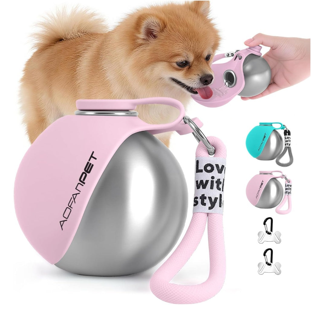 Tragbare Hundetrinkflasche mit Napf und Kotbeutelspender