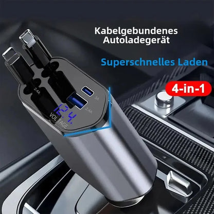 Auto-Schnellladegerät mit 4-Port USB-C & Lightning-Kabeln