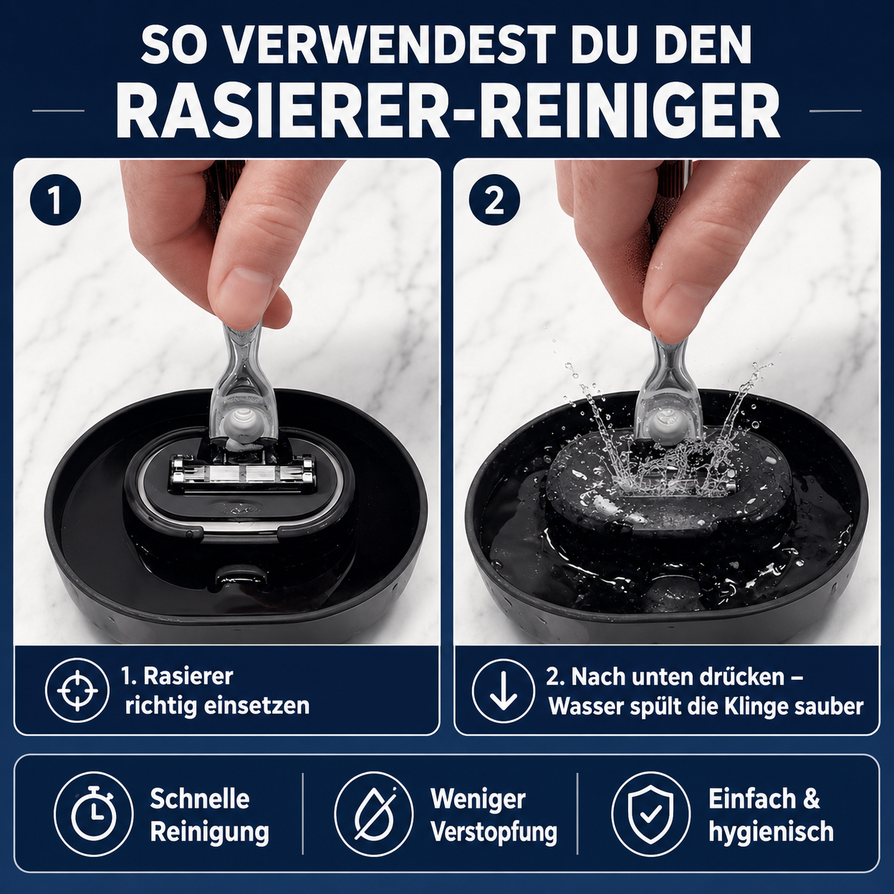 Manueller Rasierer-Reiniger ohne Strom