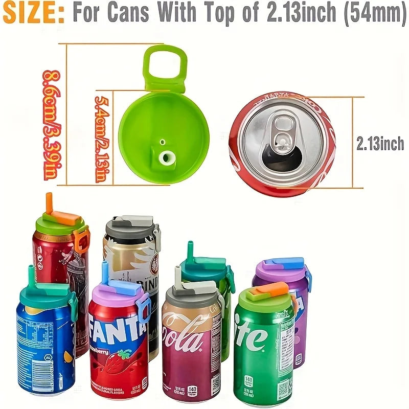 Reusable Soft Drink Can Lid. Soda Drink Can Lid Can Be Used for Beverages, Juices, and Soft Drinks, and Comes with a Straw