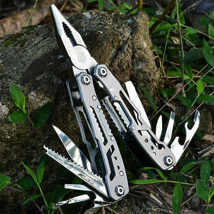 Edelstahl-Multitool mit Taschenzange, Säge & Klappzange