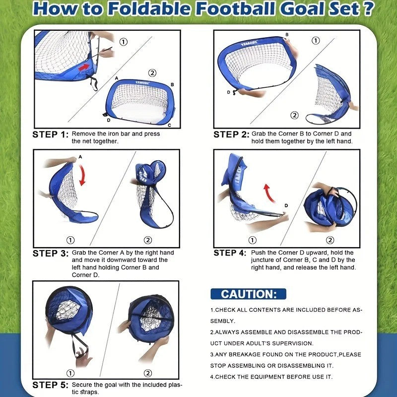 4-in-1 Pop-up-Fußballtor für Kinder mit Tragetasche