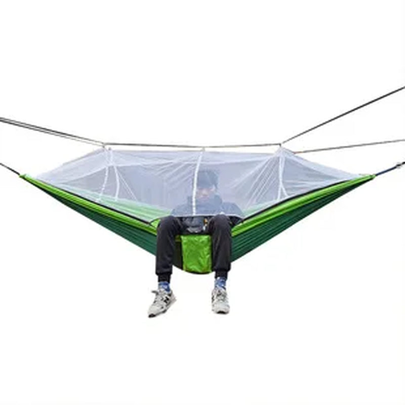 Automatic Quick-Opening Mosquito Net Hammock Outdoor Camping Pole Hammock Swing Anti-Rollover Nylon Rocking Chair 260X140Cm