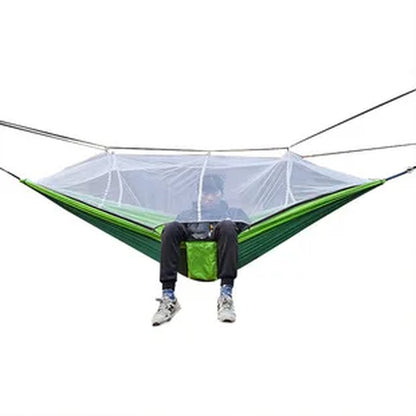 Automatic Quick-Opening Mosquito Net Hammock Outdoor Camping Pole Hammock Swing Anti-Rollover Nylon Rocking Chair 260X140Cm