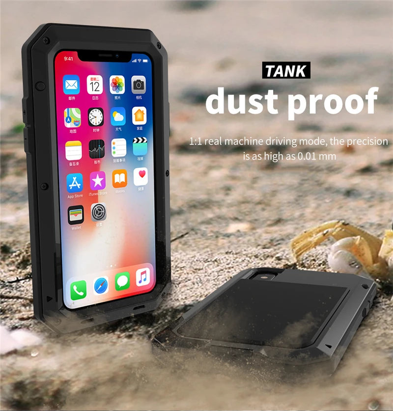 Heavy Duty Protection Armor Metal Aluminum Case for Iphone 16 15 14 13 12 Mini 11 Pro 7 8 plus XS Max XR SE 16E Shockproof Cover