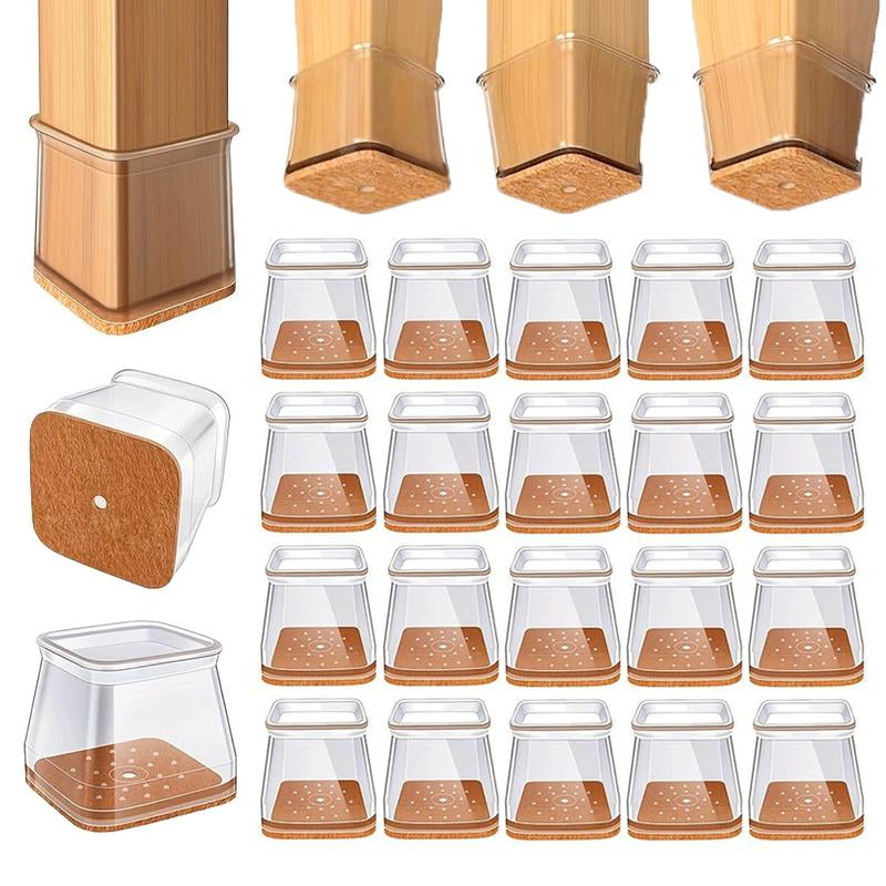 Chair Leg Floor Protectors 24 Pack — TPE & Felt