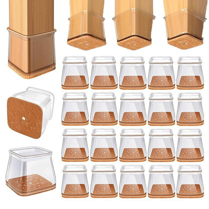Chair Leg Floor Protectors 24 Pack — TPE & Felt