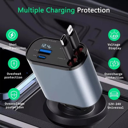 Auto-Schnellladegerät mit 4-Port USB-C & Lightning-Kabeln
