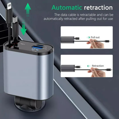 Auto-Schnellladegerät mit 4-Port USB-C & Lightning-Kabeln