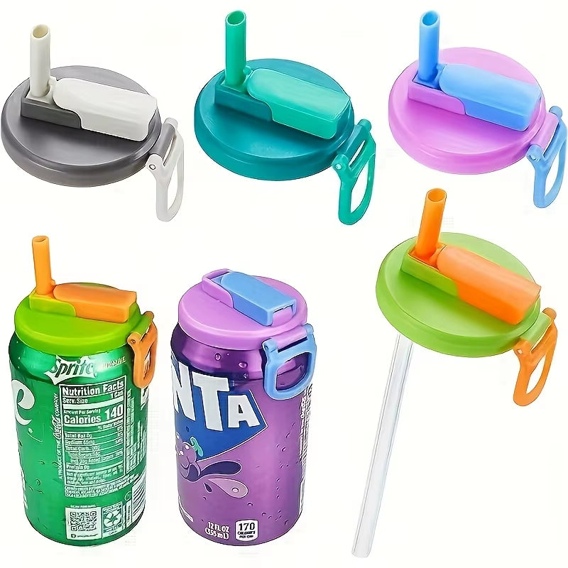 Reusable Soft Drink Can Lid. Soda Drink Can Lid Can Be Used for Beverages, Juices, and Soft Drinks, and Comes with a Straw