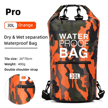 30L Waterproof Swimming Bag Dry Sack Camouflage Colors Fishing Boating Kayaking Storage Drifting Rafting Bag 2L 5L 10L 15L XAZ9