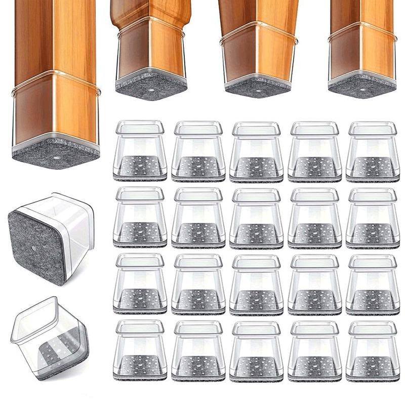 Chair Leg Floor Protectors 24 Pack — TPE & Felt