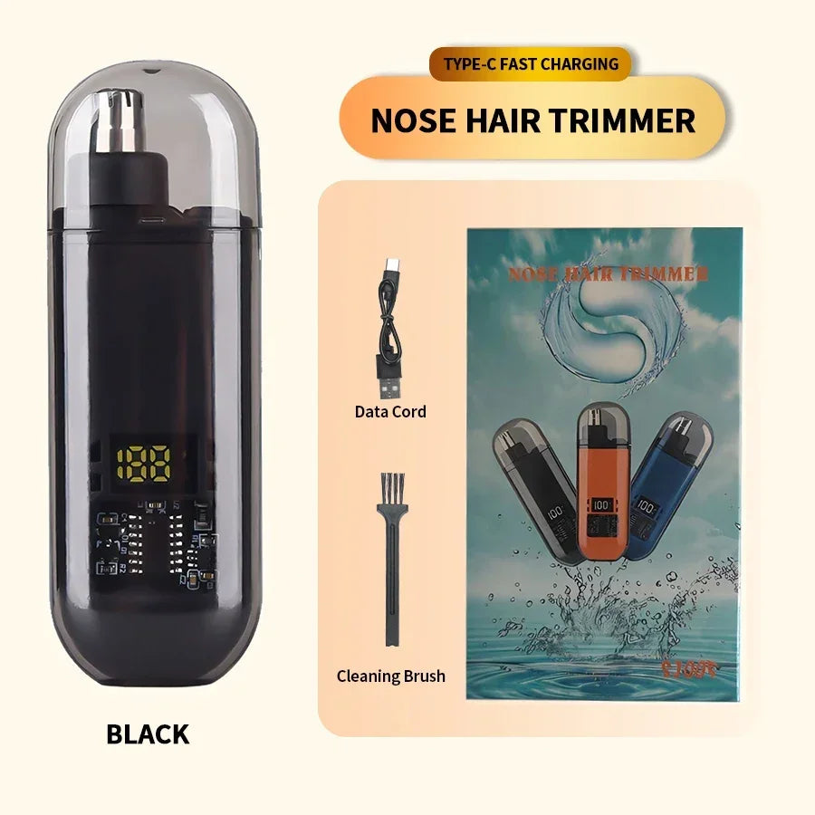 USB Rechargeable Electric Nose Ear Trimmer - 150Mah Li-Polymer Battery,Fast Charge,Compact & Portable Clipper for Men'S Grooming