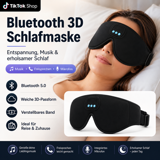 Bluetooth Schlafmaske mit Kopfhörern Schwarz