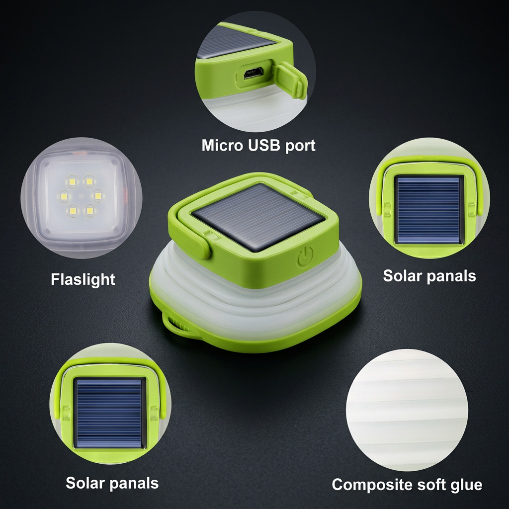 Faltbare Solar-Campinglampe IP68