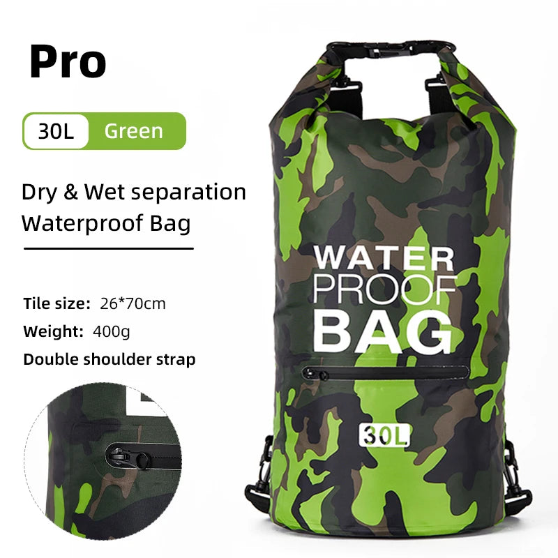 30L Waterproof Swimming Bag Dry Sack Camouflage Colors Fishing Boating Kayaking Storage Drifting Rafting Bag 2L 5L 10L 15L XAZ9