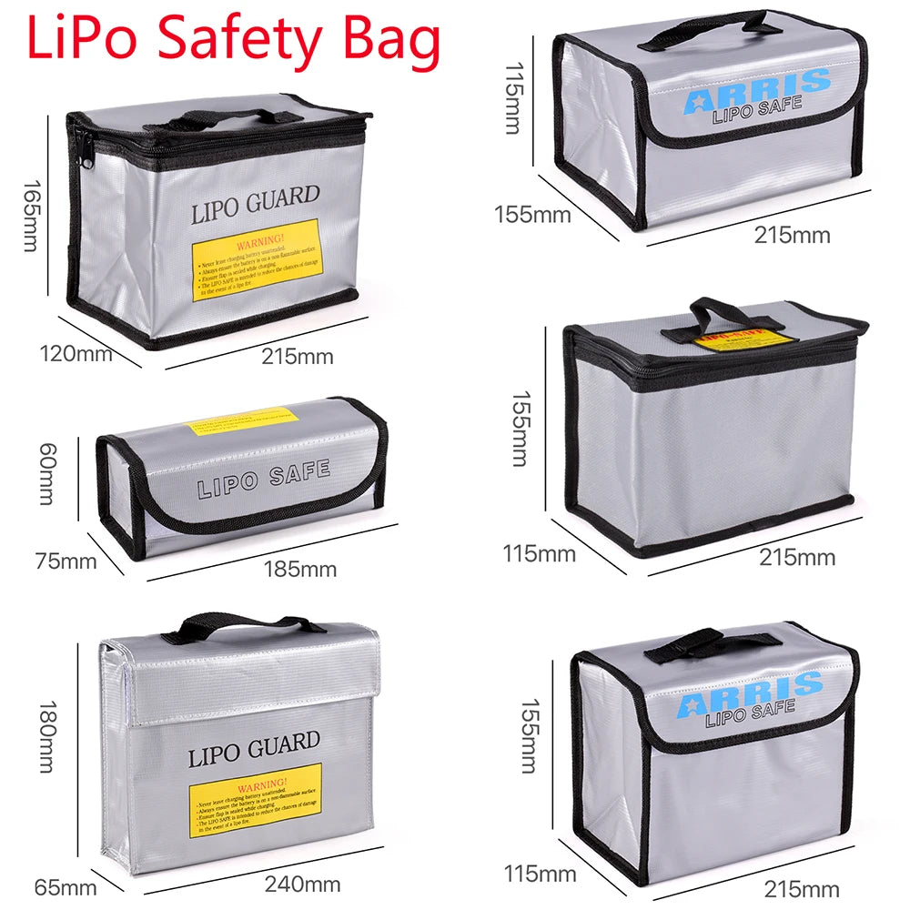 Lipo Guard Safety Bag Fireproof Explosion-Proof Portable Lipo Safety Bag 215*115*155Mm for RC FPV Racing Drone Car Battery Safe