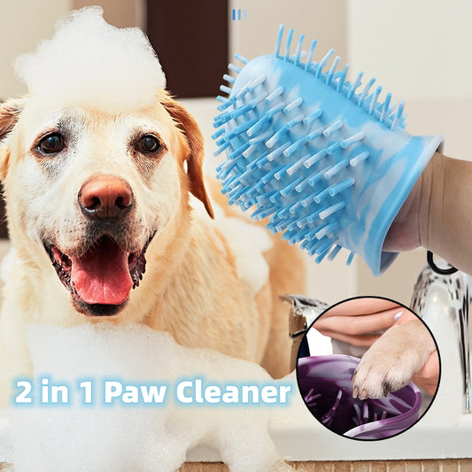 2-in-1 Pfotenreiniger & Pflegebürste für Hunde und Katzen
