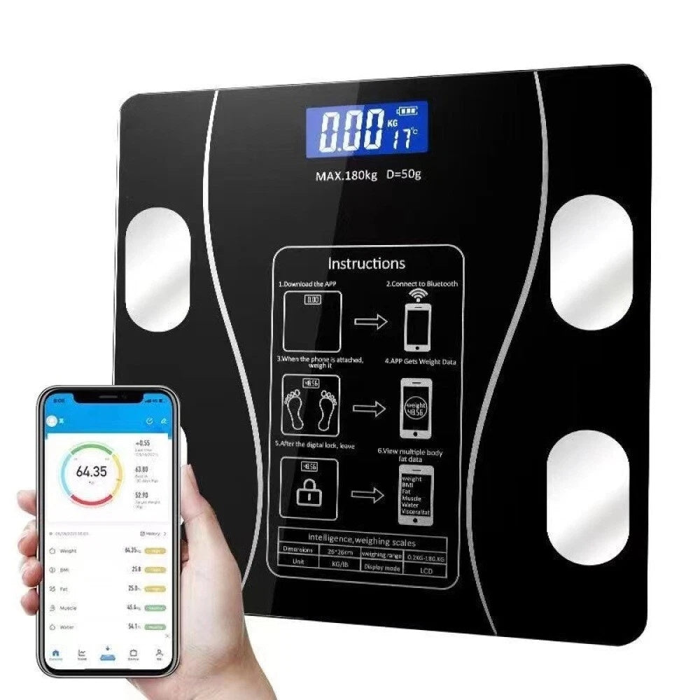 Smarte Körperanalysewaage mit Bluetooth-App bis 180 Kg