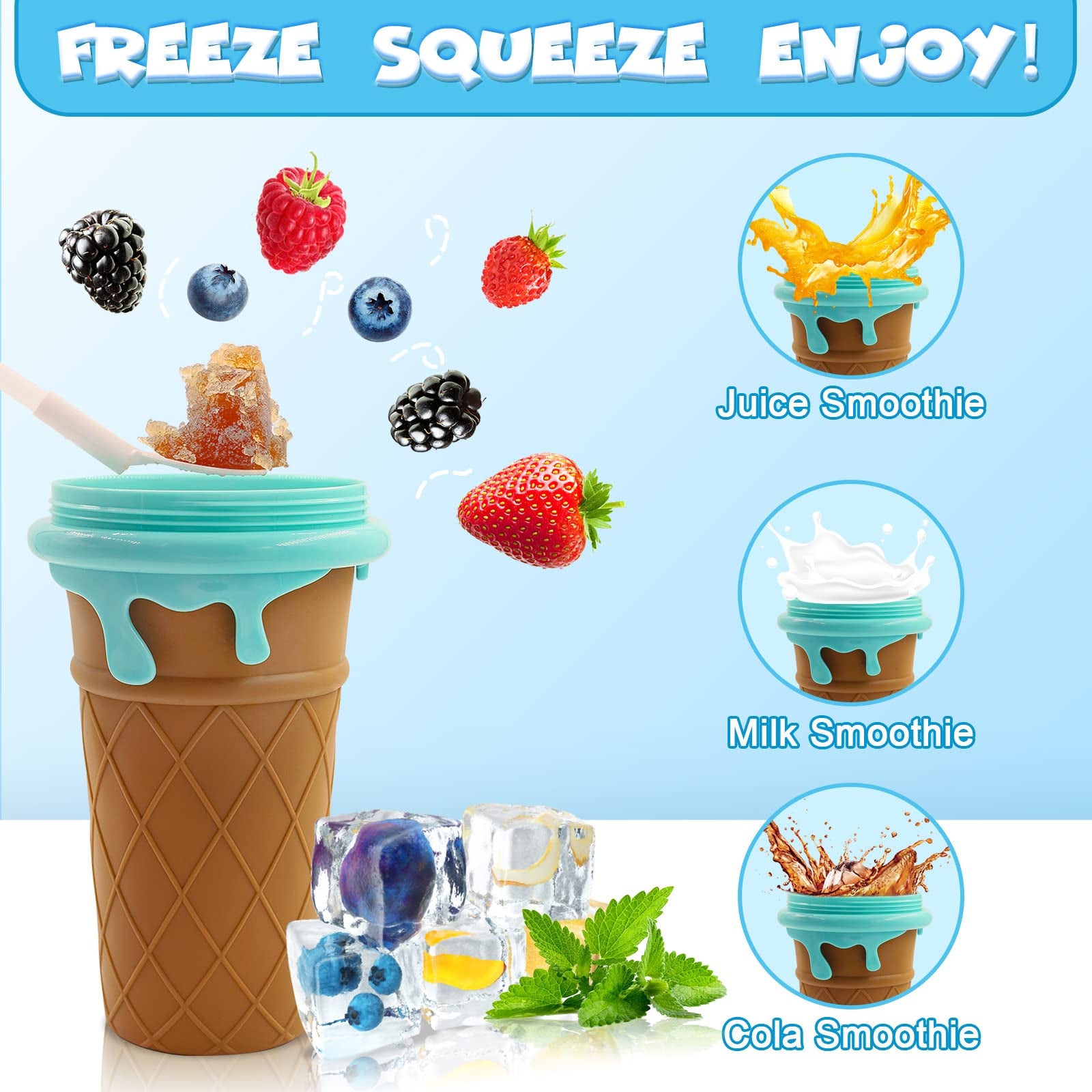 500Ml Large Capacity Slushy Cup Summer Squeeze Homemade Juice Water Bottle Quick-Frozen Smoothie Sand Cup Pinch Fast Cooling Magic Ice Cream Slushy Maker Beker Kitchen Gadgets