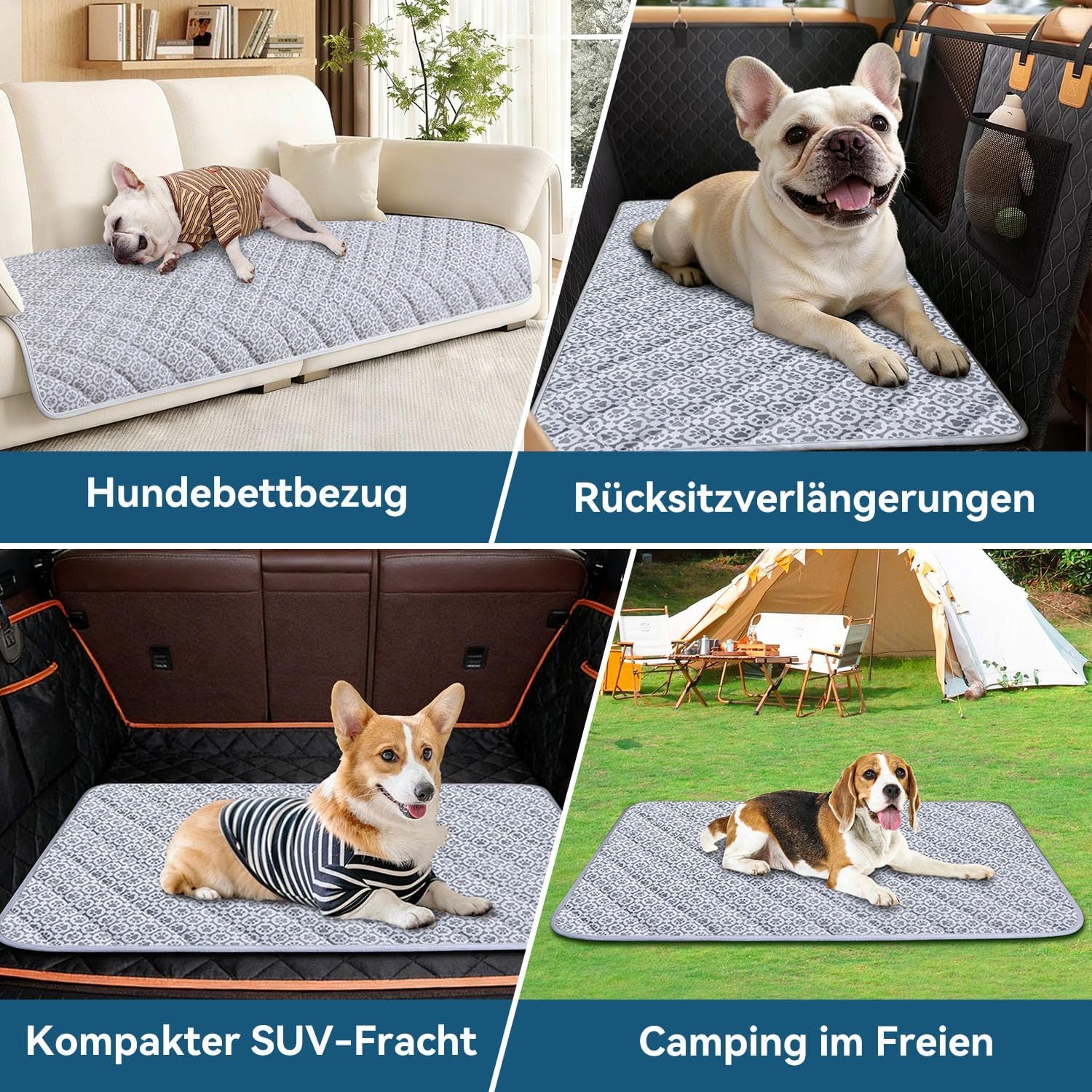 MH MYLUNE HOME Kühlende Automatte Für Haustiere Für Die Rückbank–Rutschfestes Oxford-Gewebe,Haustierfreundliche Sitzbezüge,Reisebett Für Haustiere,Für Rückbank/Lkw,Suv, Sitzverlängerung,63 X 137 Cm