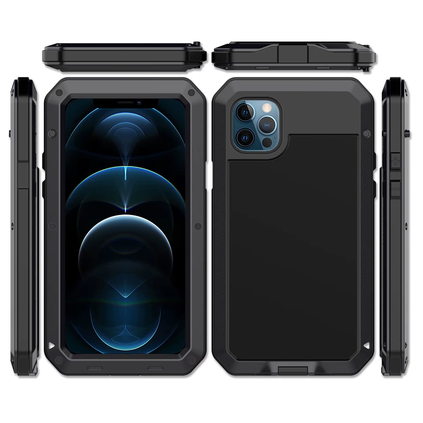 Heavy Duty Protection Armor Metal Aluminum Case for Iphone 16 15 14 13 12 Mini 11 Pro 7 8 plus XS Max XR SE 16E Shockproof Cover