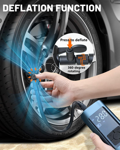 Tragbarer Luftkompressor Auto Reifenpumpe 150PSI 6000Mah Wiederaufladbarer | Mini Elektrischer Kompressor Fahrradpumpe 12V Luftpumpe Mit Manometer Für Auto Fahrrad Motorrad Bälle, Autooff, Usb-Powerbank