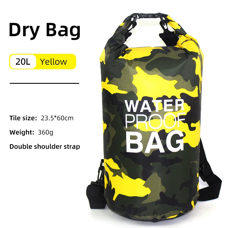 30L Waterproof Swimming Bag Dry Sack Camouflage Colors Fishing Boating Kayaking Storage Drifting Rafting Bag 2L 5L 10L 15L XAZ9