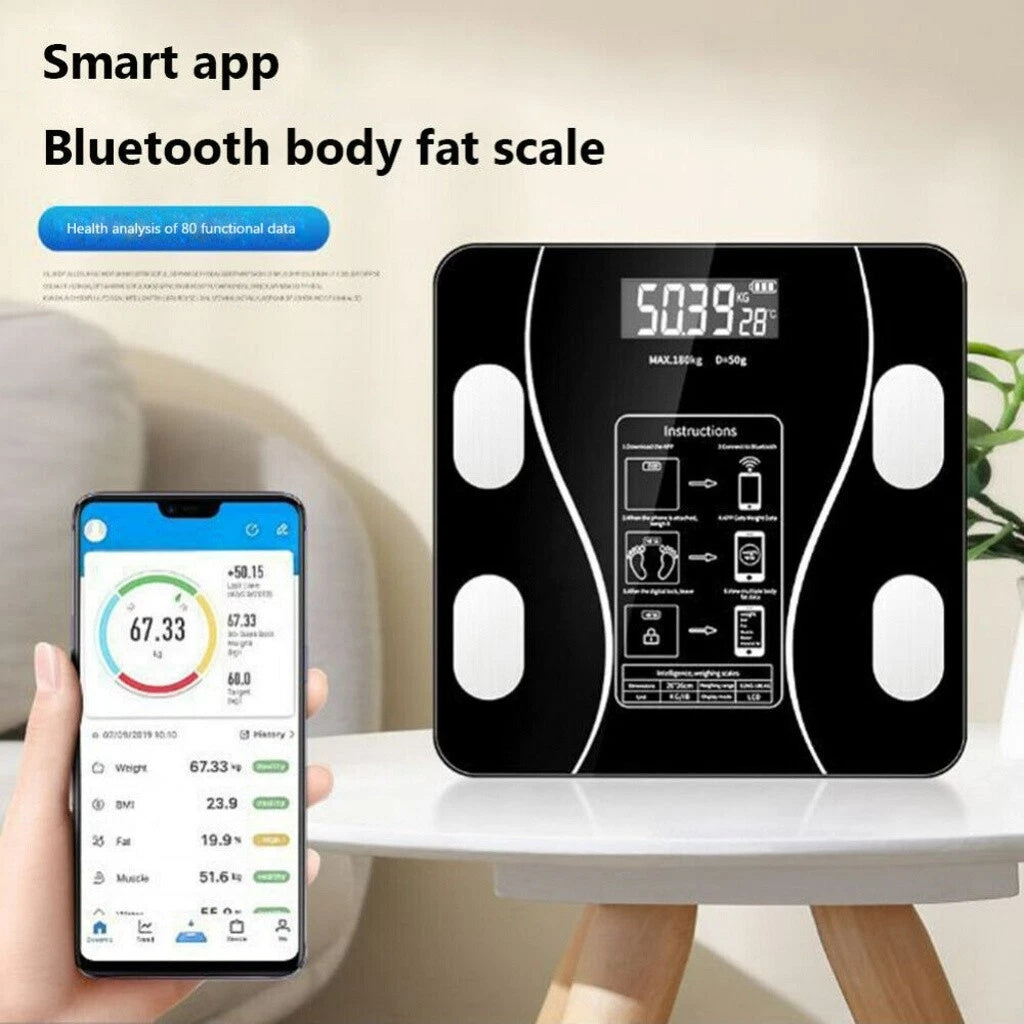 Smarte Körperanalysewaage mit Bluetooth-App bis 180 Kg