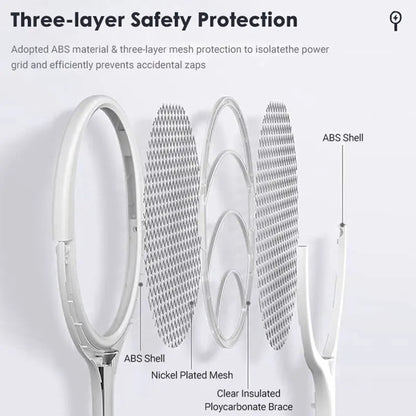 5 in 1 Fast Charging Racket Kill Fly Bug Safety Insulated Battery Powered Lamp ABS Adjustable Electric Mosquito Swatter