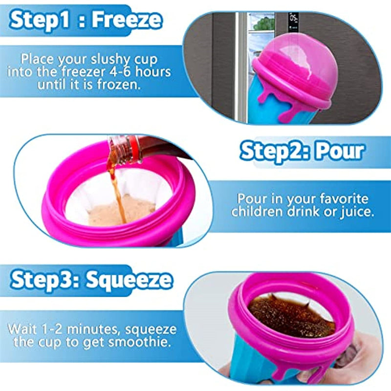 500Ml Large Capacity Slushy Cup Summer Squeeze Homemade Juice Water Bottle Quick-Frozen Smoothie Sand Cup Pinch Fast Cooling Magic Ice Cream Slushy Maker Beker Kitchen Gadgets